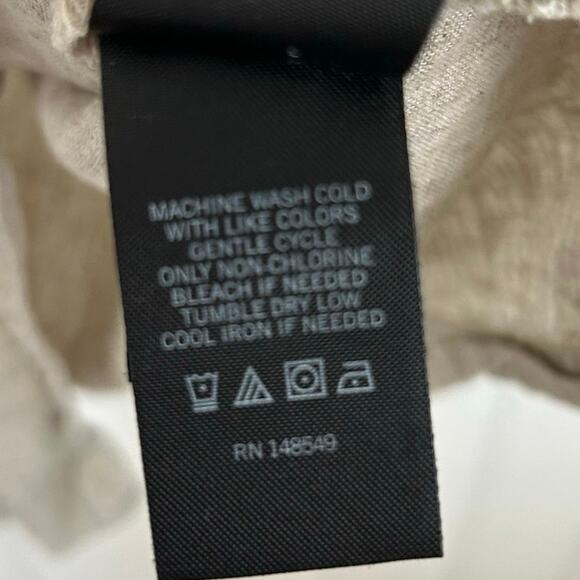 Kenneth Cole Women Short Sleeve Linen Button Up Top Tan Summer Preppy Medium - Picture 7 of 7